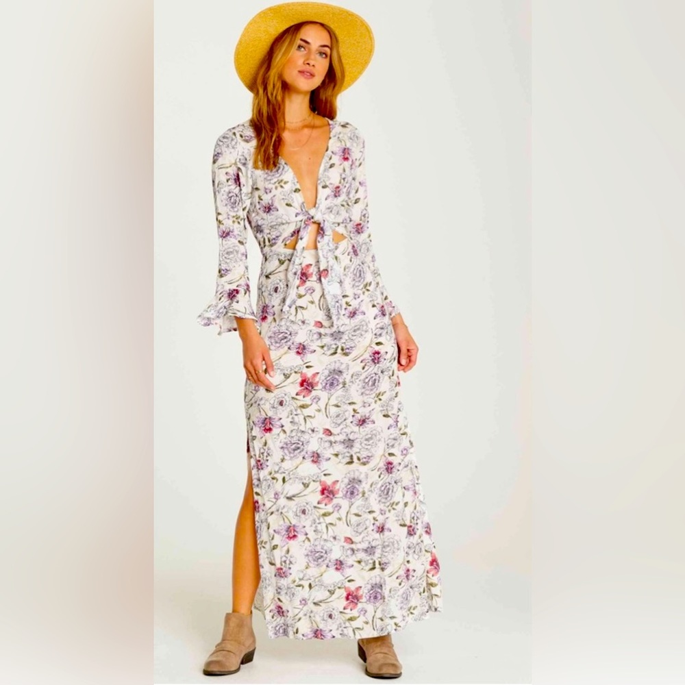 Billabong Forever Lust Maxi Floral Crop Cutout Maxi Dress two sizes available